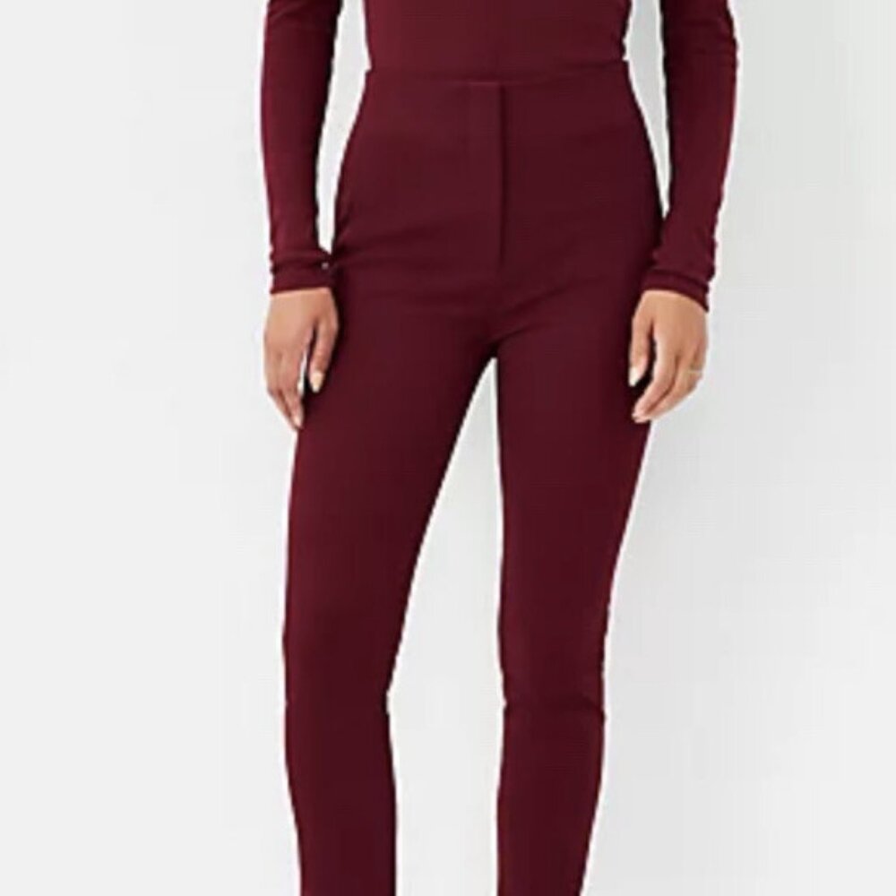 EUC Ann Taylor The Petite Audrey High Rise Pant, Wine/Burgundy, Size 2P